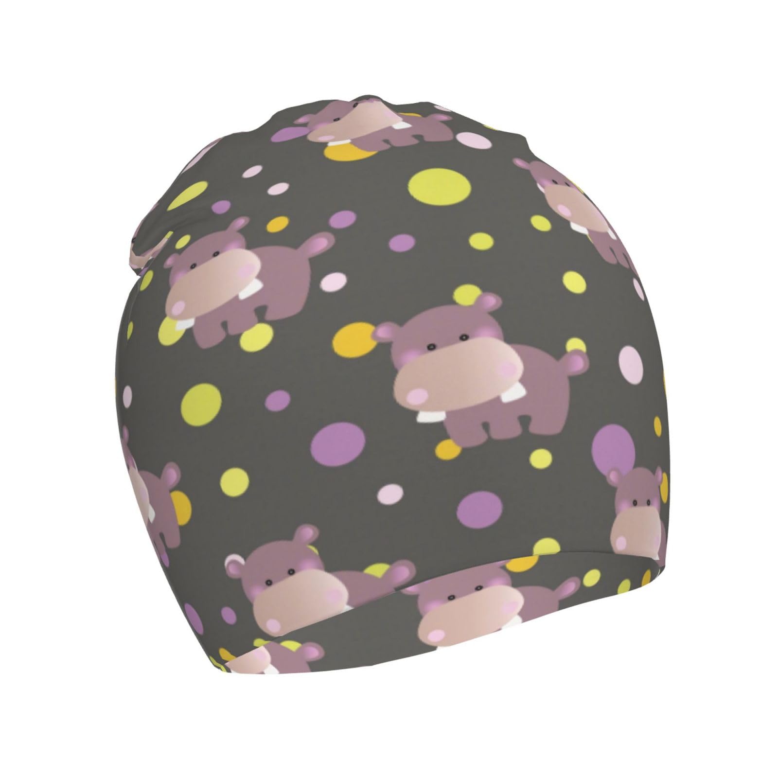 Rqzwdq Cute Cartoon Hippo Pattern Kids Beanie Hats Warm Knit Beanie Cap Skull Caps Gifts Decor for Boys Girls White