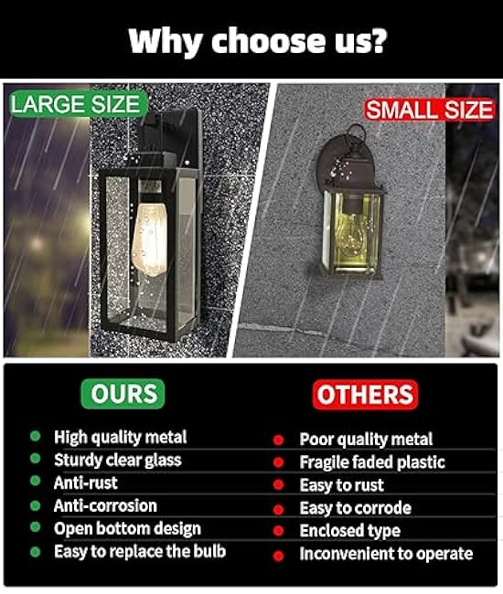 22 Large Black Outdoor Sconce, 22 Inch Outdoor Wall Lantern for House Exterior Wall Light for Garage Wall Sconce Extra Large Porch Light for House Outside, E26, 1 Pack