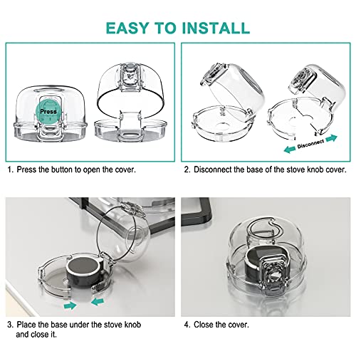 Stove Knob Covers For Child Safety (5 + 1 Pack) Double-Key Design And Upgraded Universal Size Gas Knob Covers Clear View Childproof Oven Knob Covers For Kids, Babies (Clear) #TOP7