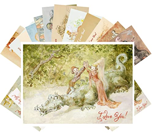 Cartes postales vintage I Love You PIXILUV lot de 24 illustrations rétro pour adultes