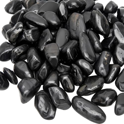 Black Rocks for Landscaping,15 LBS Black River Rocks,1~2" Black S...