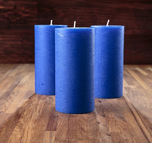 Melt Candle Company Set of 3 Blue Pillar Candles 3" x 6" Navy Unscented Dripless for Weddings Home Decoration Relaxation Spa Church - Thumbnail 6
