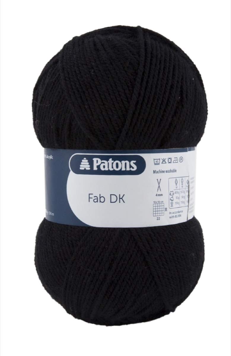 Patons Fab DK Kitting/Crochet Yarn Double Knitting Wool 100g Balls and 100% Acrylic Machine Washable & Tumble Dry Yarn - 44 Colours in The Range - Colour 2311 - Black - 5 x 100g Balls โ image 1