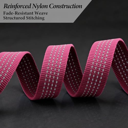 APakBak Double Handle Dog Leash 6 FT Reflective 2 Handle Traffic Lead with Padded Grip, Heavy Duty Nylon Leash for Walking Training, for Small Medium Large Dogs, Pink - 3