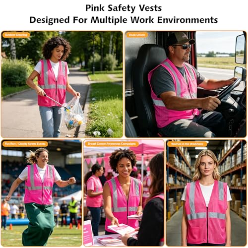 Image of AYKRM 2 Pocket Mesh High Visibility Reflective Safety Vest for men & Women ANSI /ISEA 107 Standards