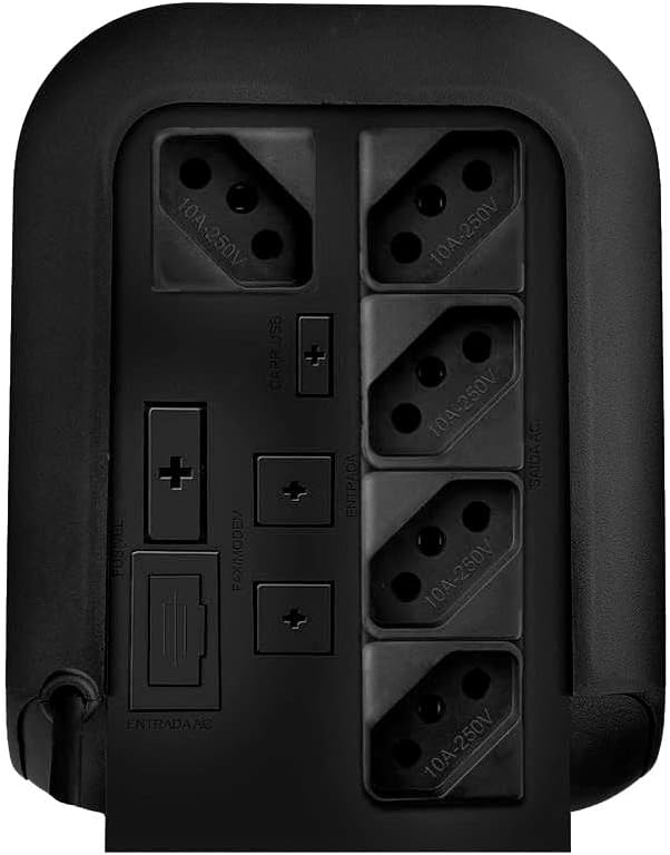 Estabilizador Coletek ES-1500VA Preto, Tensão nominal de entrada 115/220V bivolt automático e Tensão nominal de saída mono 115V, 5 Tomadas Padrão NBR 14136 Frequência 60Hz
