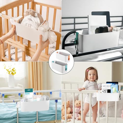Bettablage Zum Einhängen, 2 Stück Bett Organizer Zum Einhängen, Bett Organizer, Nachttisch Bett Bettablage Betttasche Boxen mit 2 Abnehmbarer Haken, Hängebett Organizer Aufbewahrungskorb, für Büro