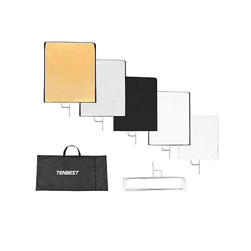 Photography Light Reflector Flag Kit, 18x24inches/45x60cm, 4-in-1 Gold/Silver/Black/White Diffuser and