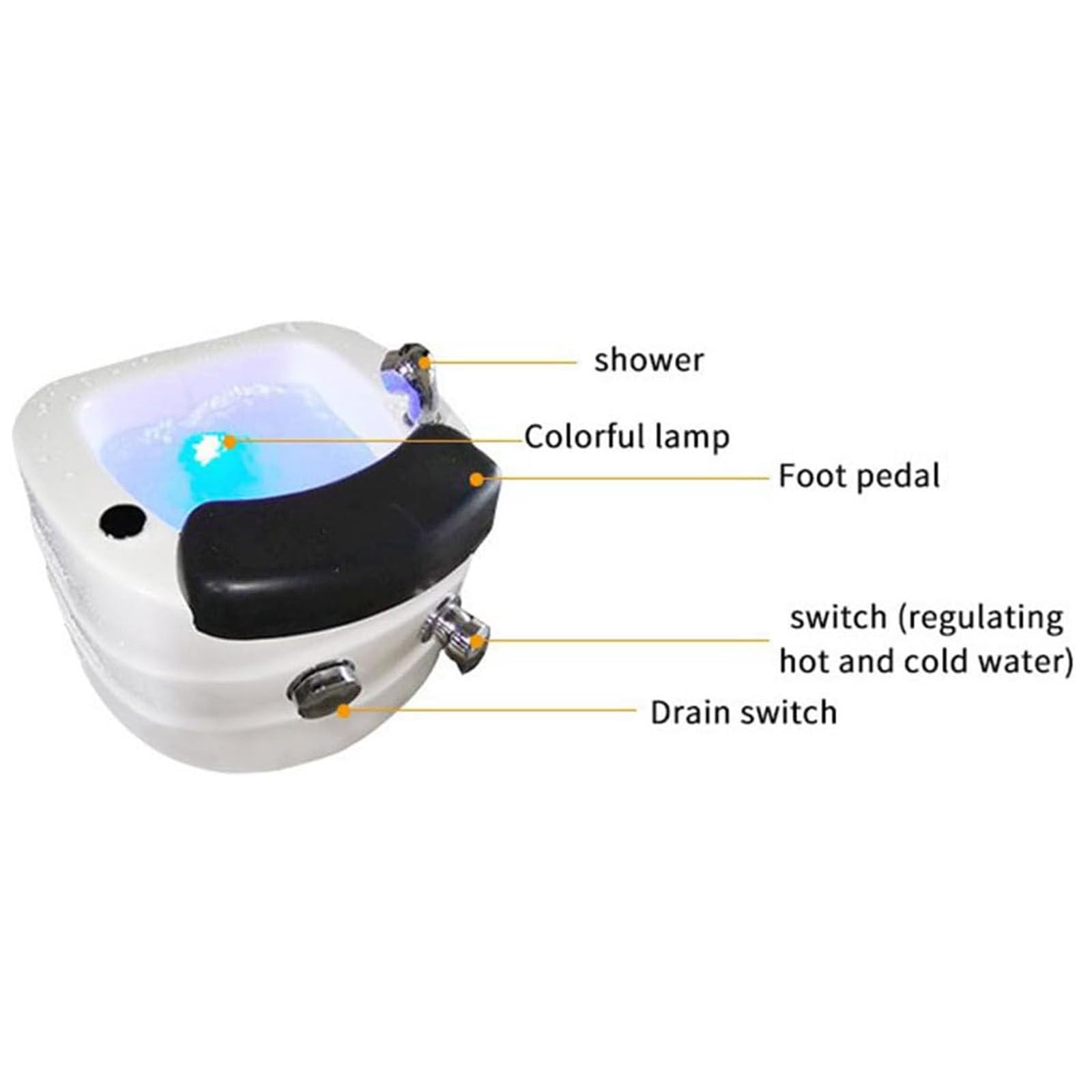 Bañera Hidromasaje Portátil para Pies Y Pedicura - Bañera De Hidromasaje Relajante para Pies con Silla Acrílica, Lavado De Ducha Y Masaje - Ideal para Uso En El Hogar Y Salón