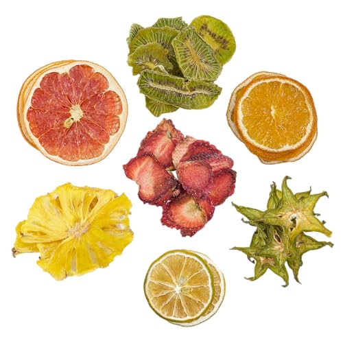 natural dried fruit kit for diy crafts - 7 packs perfect for soap making candle making resin jewelry bath bombs and nail art - includes grapefruit strawberry kiwi orange pineapple lime starfruit