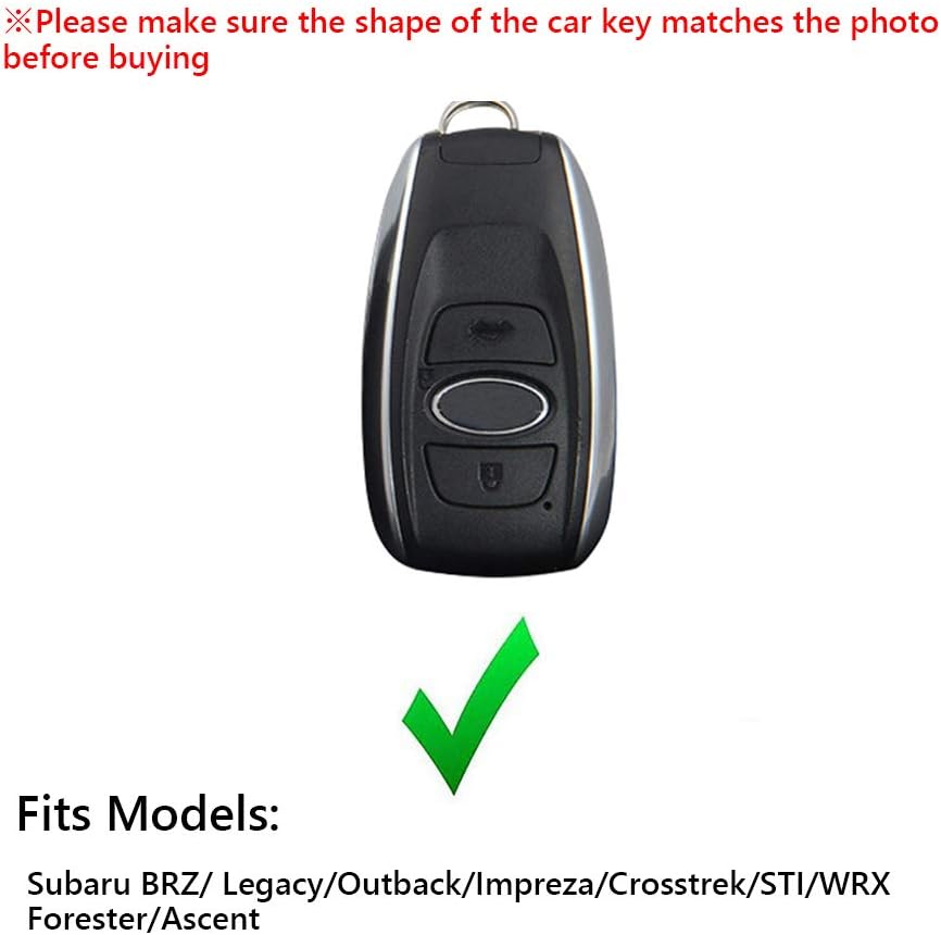 Great luck Cow Hide Car Key Case Protector Remote Smart Key Cover Fob Case,with Key Chain(Brown) for Subaru BRZ/ Legacy/Outback/Impreza/Crosstrek/STI/WRX/Forester/Ascent