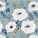 HAOKHOME Peel and Stick Floral Wallpaper Home Decor Removable Blue/White Vinyl Self Adhesive Mural 17.7in x 9.8ft