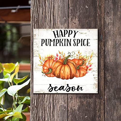 Panneau en bois Happy Pumpkin décoration murale rustique feuilles d'érable