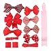 BonnyGirl Boutique Baby Girls Toddler Hair Bow Clips Barrettes with Hair Bows Holder (Red)