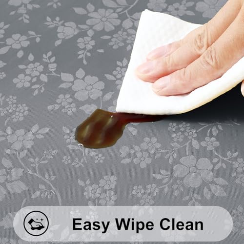 Image of Smiry Heavy Duty Vinyl Fitted Tablecloths for 8 Foot Rectangle Tables | Elastic Waterproof Fitted Tablecloths, Wipeable Washable Table Cover for Kitchen, Dining, Camping (Grey, 30 inch x 96 inch)