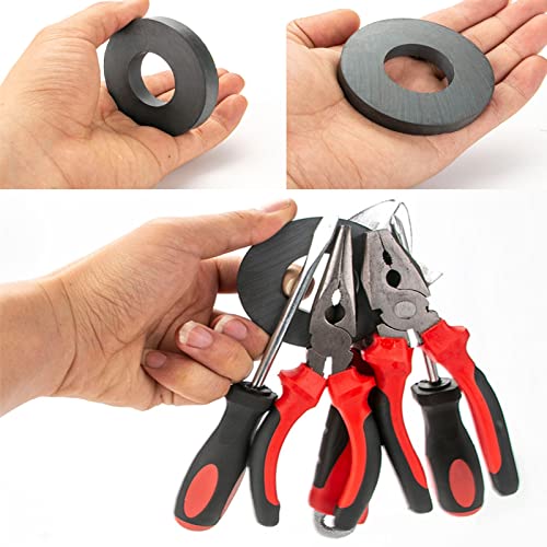 Ringmagnete große Qualität Y35 Keramikmagneterund stark Ferrit magnete mit Loch Ø 60 mm x 32mm x 10 mm, Magnetring Scheibe mit Loch Ring für Industrie, DIY, Basteln, Wissenschaftsprojekte (2 Stück)