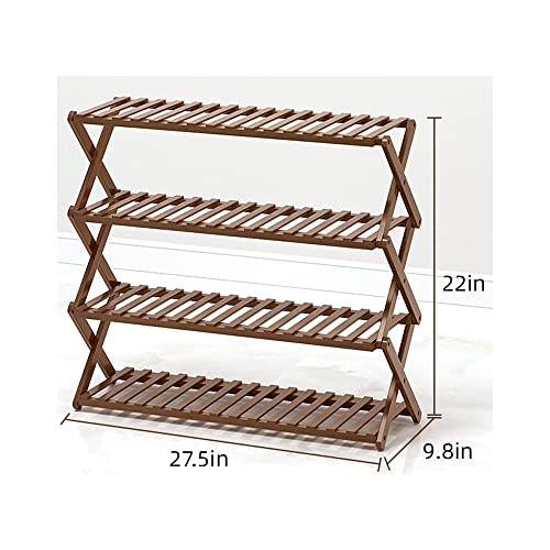 Homietina Foldable Bamboo Shoe Rack,4 Tier Shoe Rack For Entryway Multifunctional Free Standing Shoe Shelf Storage Organizer For Home,Door, Hallway,Balcony,Bedroom #TOP4