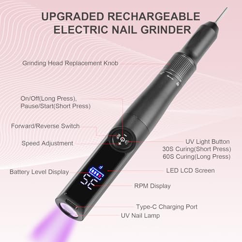 Perceuse à ongles électrique 35000 tr min sans fil pour un façonnage précis
