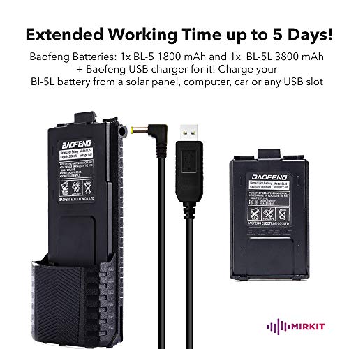 Extended Ham Radio Handheld Starter Kit Mirkit Baofeng Radio UV-5R MK4 8 Watt MP Max Power with 3800 mAh, Handheld Mic, Baofeng Programming Cable and Software - Extra Pack - Thumbnail 4
