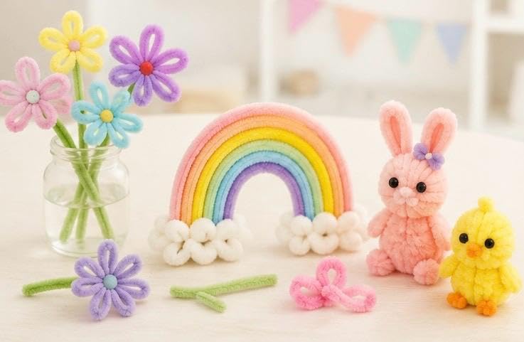 Image of TRAIS-100 PCS Pipe Cleaners Pink Mix Chenille Stems for Crafts, Fuzzy Craft Pipe Cleaners, Soft Flexible Bendable Sticks for DIY Art Supplies, Kids Crafts, School Projects (100)