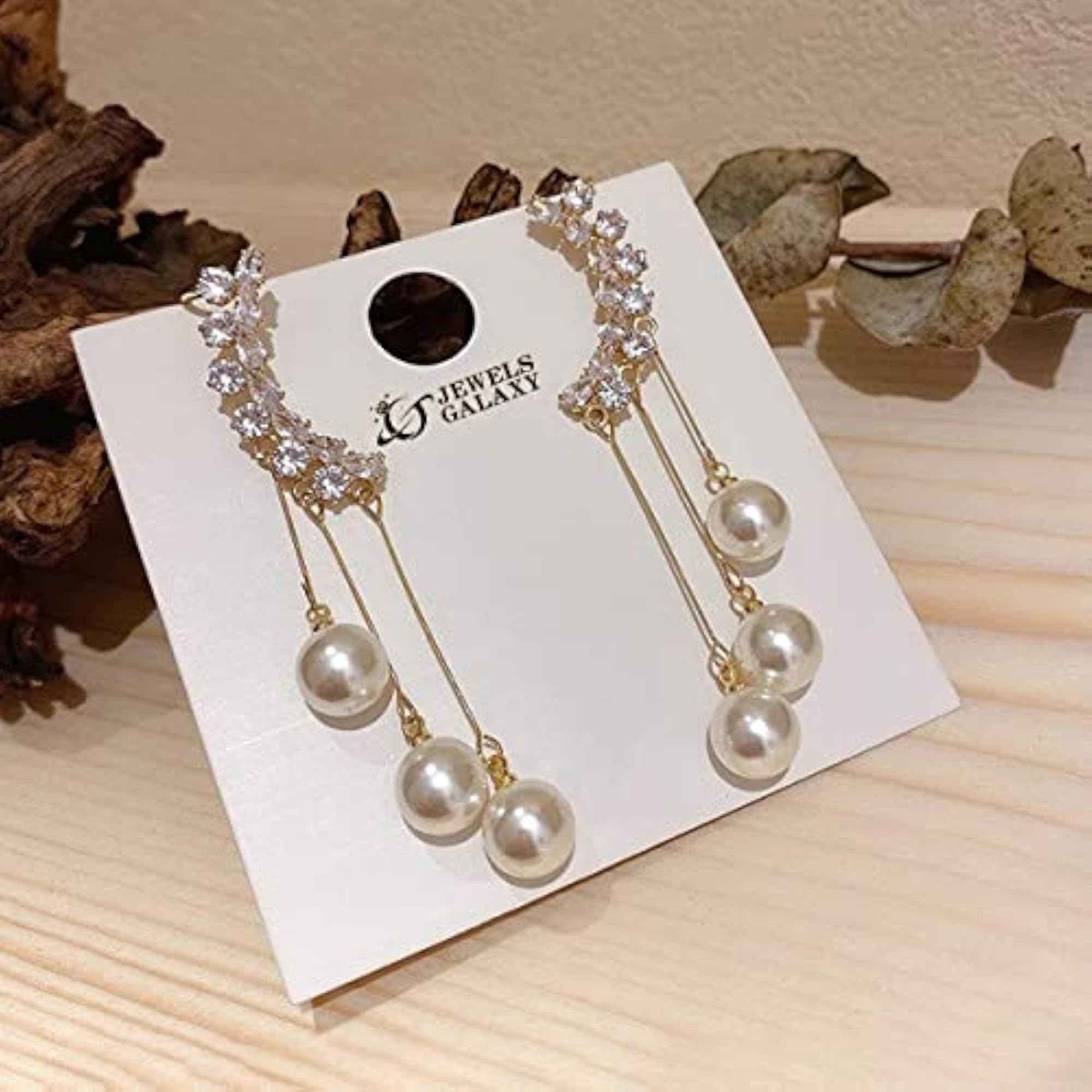 Plated AD Wings Pearl Drop Earrings