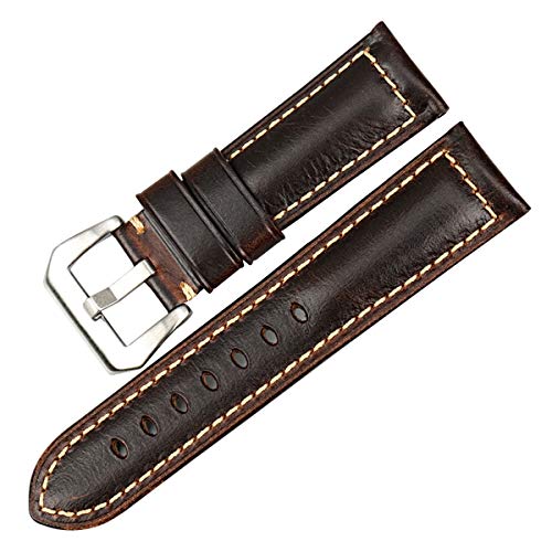 Bracelet de montre en cuir de veau fait main marron foncé 23mm élégant
