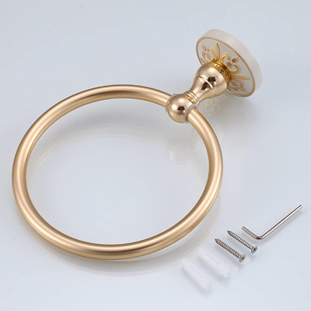 LSLYTQ Bathroom Towel Ring, Ivory White Towel Bathroom Towel Rack, Bathroom Hand Towel Holder Round Towel Hanger Wall Mount