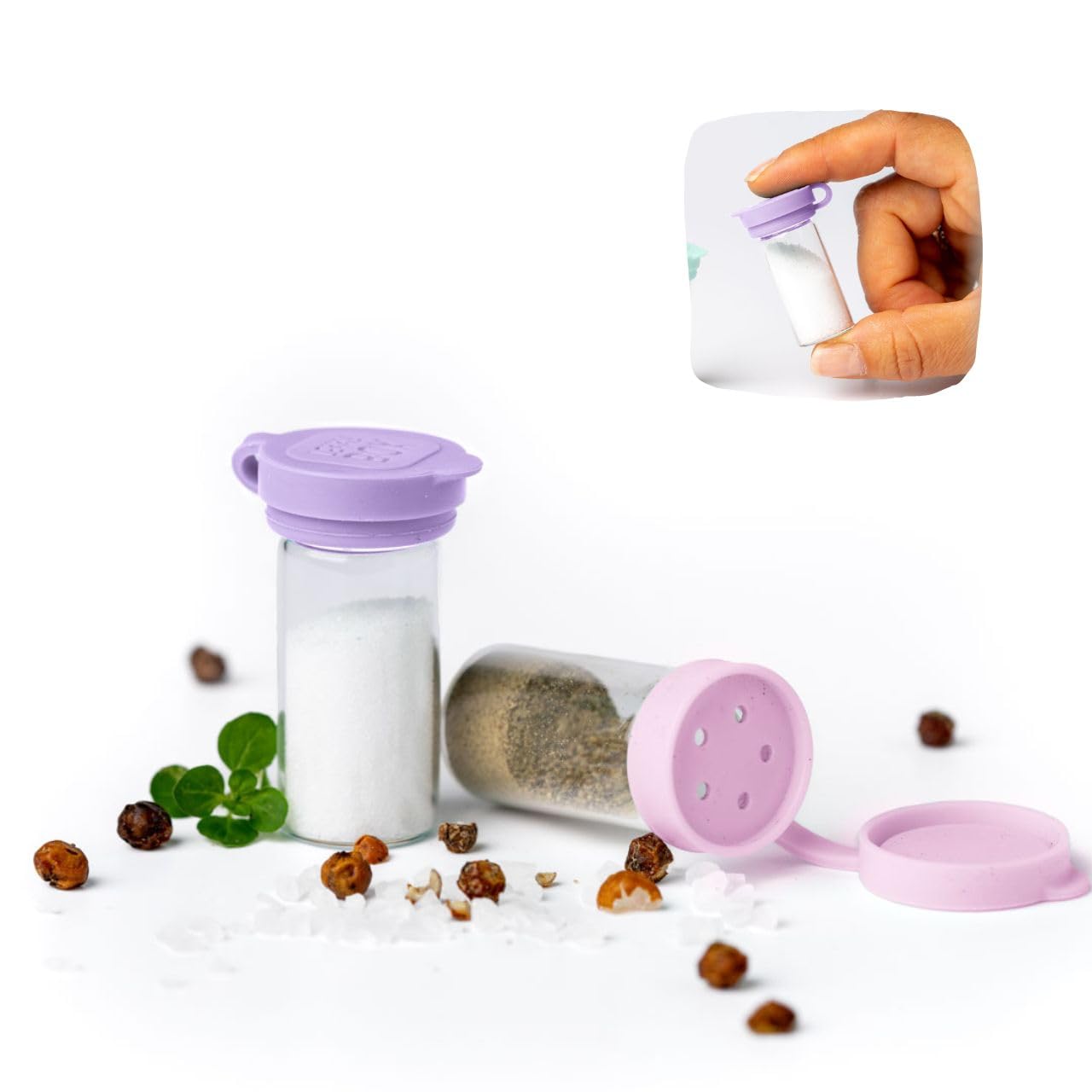 LEKKABOX Salty Mini (Lavender) Salzstreuer To Go 5ml, 2er Set aus Glas