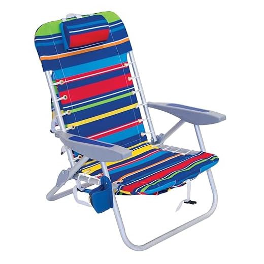 Rio Beach 4-Position Backpack Lace-Up Suspension Folding Beach Chair,Aluminum, Multi Stripe