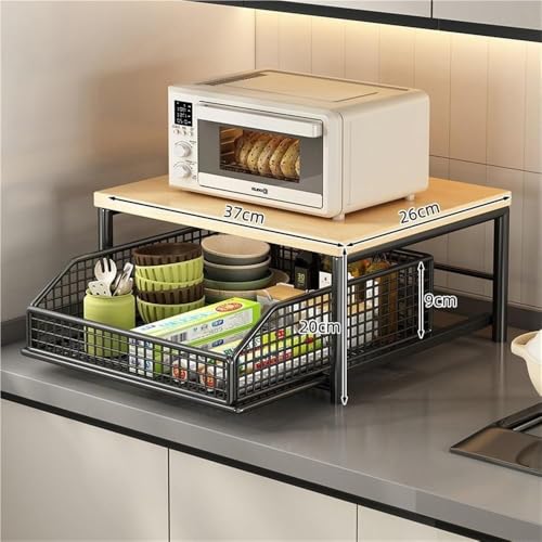 Panier de rangement pour garde-manger et étagère micro-ondes double niveau - 3