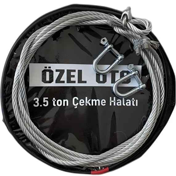 3.5 Ton Çelik Çekme Halatı, Ağır Hizmet Oto Kurtarma Halatı, Yüksek Mukavemetli Galvaniz Kaplama Paslanmaz Çelik Halat, Güçlü Şakıllı Bağlantı, Off-Road ve Zorlu Arazi Kullanımı