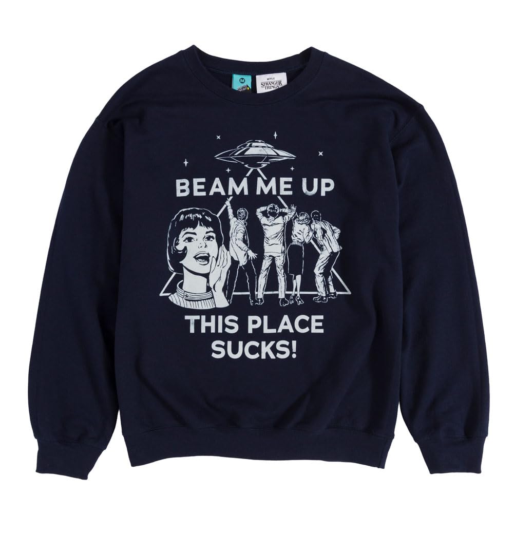 TruffleShuffle Stranger Things Beam Me Up Navy Sweater