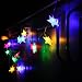 Star Battery Operated LED Christmas String Lights - RGBY, 2 Work Modes, 7.3ft Length, 20pcs Stars for Christmas, Holiday, Party, Event Decorative Lighting