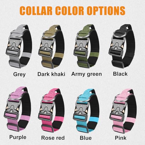 Taktisches Halsband Hund mit Griff, Hundehalsband Breit Gepolstert mit Metallschnalle, Verstellbar Nylon Dog Collar für Mittlere Große Hunde (Rot, L)