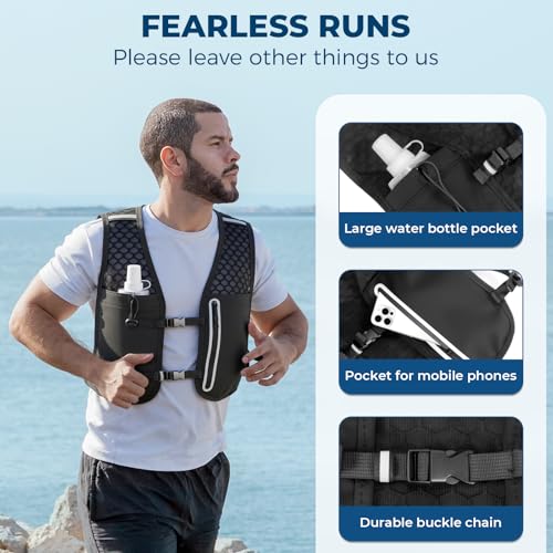 Kartoiy Running Vest Women With Water Bladder, Adjustable Running Hydration Vest Mens, Lightweight & Breathable Hydration Backpack For Trailrunning Hiking Marathon Cycling(Black) - 6
