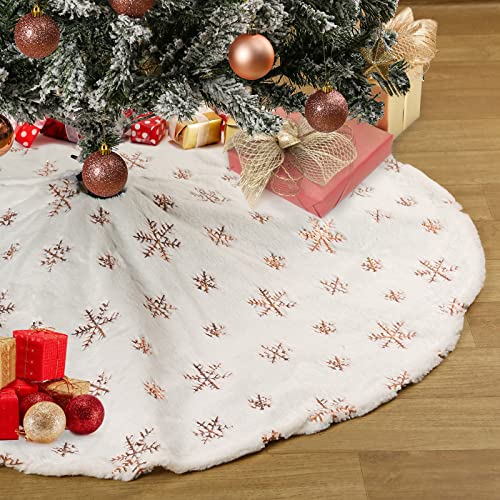 White Christmas Sequined Tree Skirt - 24" Fluffy Tree Skirt, Double Layers, Snowflake Pattern for Home Decoration & Xmas Luxury Ornaments by B-COOL - Used condition - US$9.35
