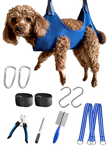Image of Kkiimatt Dog Grooming Hammock Harness for Extra Small Dog, XS Grooming Hammock for Pet, Dog Nail Hammock with Nail Clippers /Trimmer, Grooming Sling Holder Hanger for Nail Trimming /Clipping