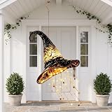 1PCS Lighted Witch Hat Hanging Chime Halloween LED Star Tassel Light Decor