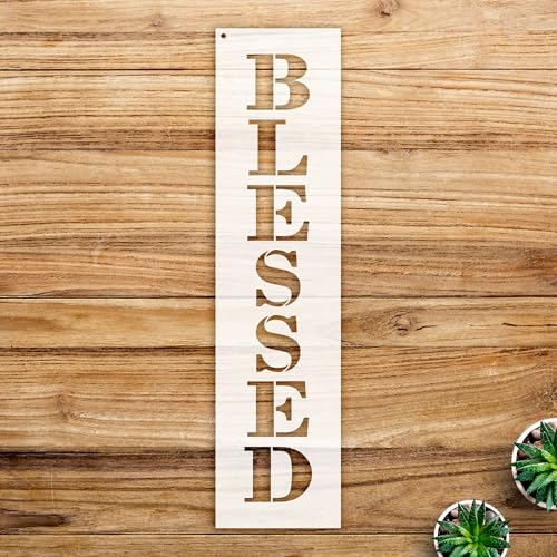 Blessed Stencil Pattern for Walls and Crafts, Reusable Mylar Template, Vertical Design, Ideal for Farmhouse Decor and DIY Projects - Size A3 (4.1