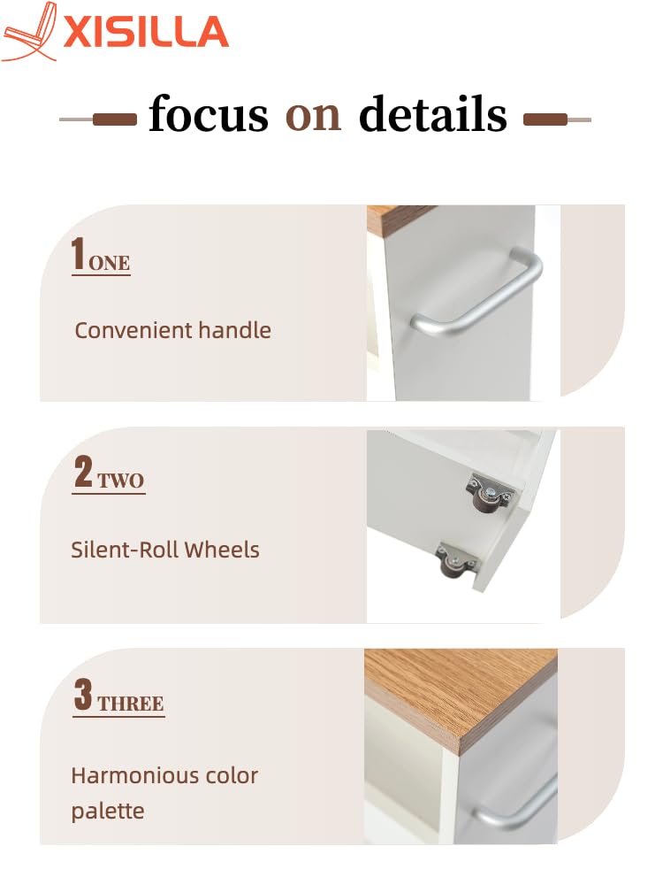 Carrito Auxiliar con Ruedas de 4 Niveles, Estante de Cocina Delgado con Asa, 40 x 80 x 14 cm, Pequeños Espacios, Baño, Lavandería, Blanco y Madera Natural, Juego de 2 Unidades
