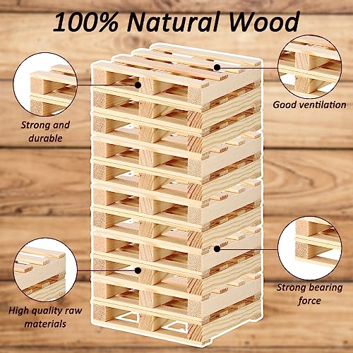 Tioncy 18 Pcs Mini Wooden Pallets Wood Pallet Coasters Crafts Rustic Square Bar Coasters for Hot Cold Beverage Drink Wine Beer Table Protection, 4" x 4" x 0.6"