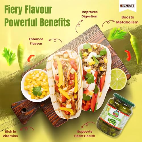 Image of CANEEN Green Jalapeno Slices (Ideal for Nachos, Pizzas, Salads and Sandwiches, Tacos and Burritos,Burgers,Nachos,Dip,Salsas and Sauces,Garnish, (Pack of 2)