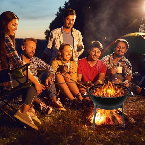 Trépied pour feu de camp pliable et support de cuisson acier pour barbecue