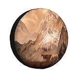 MIYASANG Wild Horses in the Rockies Spare Tire Cover Western Art Nature Mountains Trees Pine Wilderness Weatherproof Universal Wheel Protectors Camper Tire Covers for Trailer Rv Travel(17 inch)