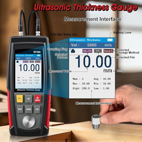 Medidor de espesores digital ultrasónico, para prueba no destructiva en acero, aluminio, cobre y vidrio miniatura 3