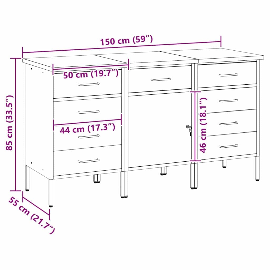 BANCO DA LAVORO CON CASSETTI SET 3 PEZZI IN LEGNO E ACCIAIO 150X55X85 CM ROSSO E GRIGIO PORTATUTERIA DA ATTREZZO PER GARAGINAINA E cantina con Organizer e Scaffale