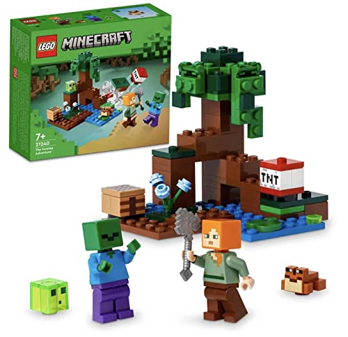 LEGO Minecraft La Aventura en el Pantano, Juguete de Construcción, Mini Figuras de Alex y Esqueleto, Bioma, Regalo de Cumpleaños Niños y Niñas de 7 Años o Más 21240