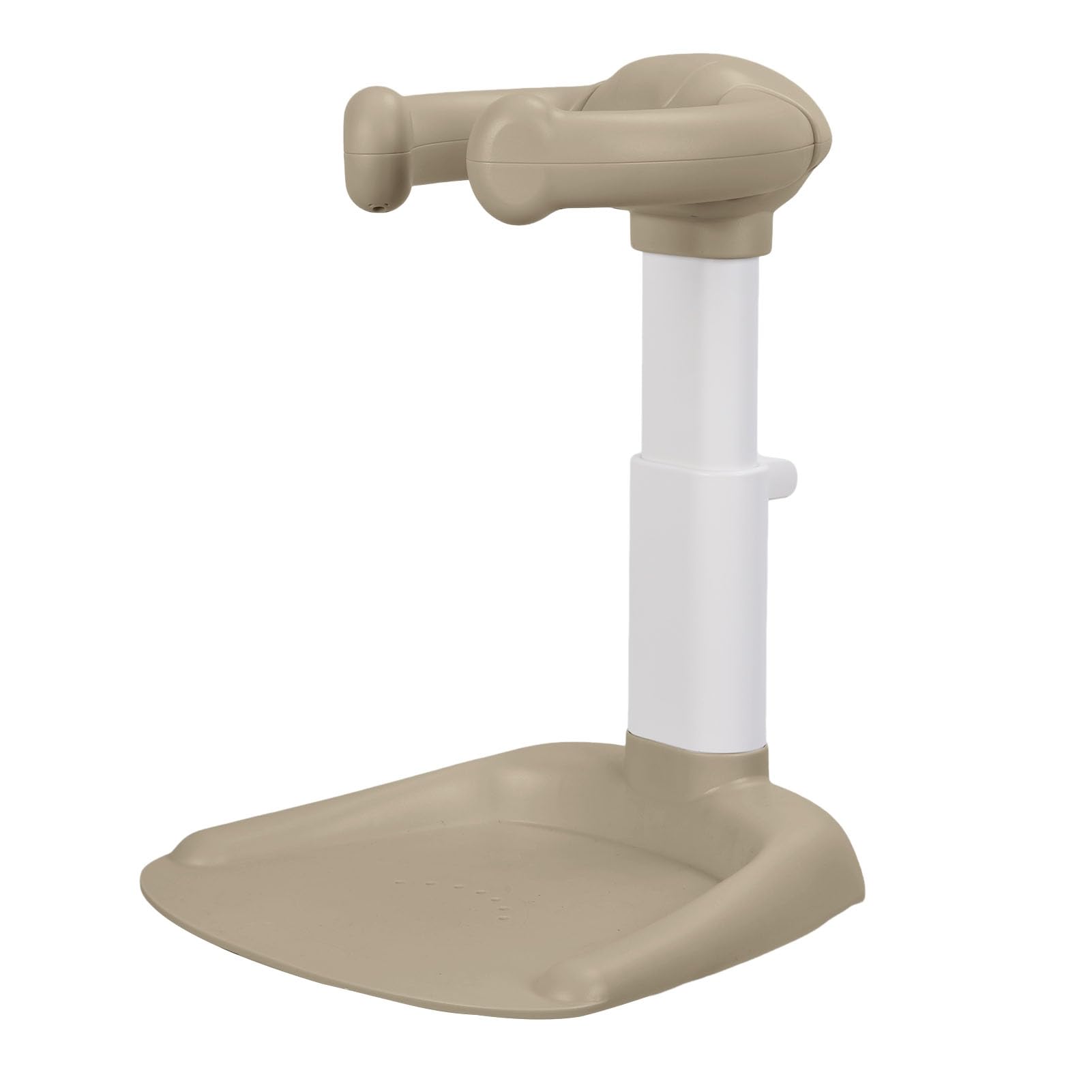 tinysiry Baby Shower Stand, Adjustable Height Baby Shower Standing Support with Showers Head Holder & Ergonomic Backrest, Anti-Slip BPA-Free Foldable Toddler Bath Rack for Infants 6-24 Months Khaki