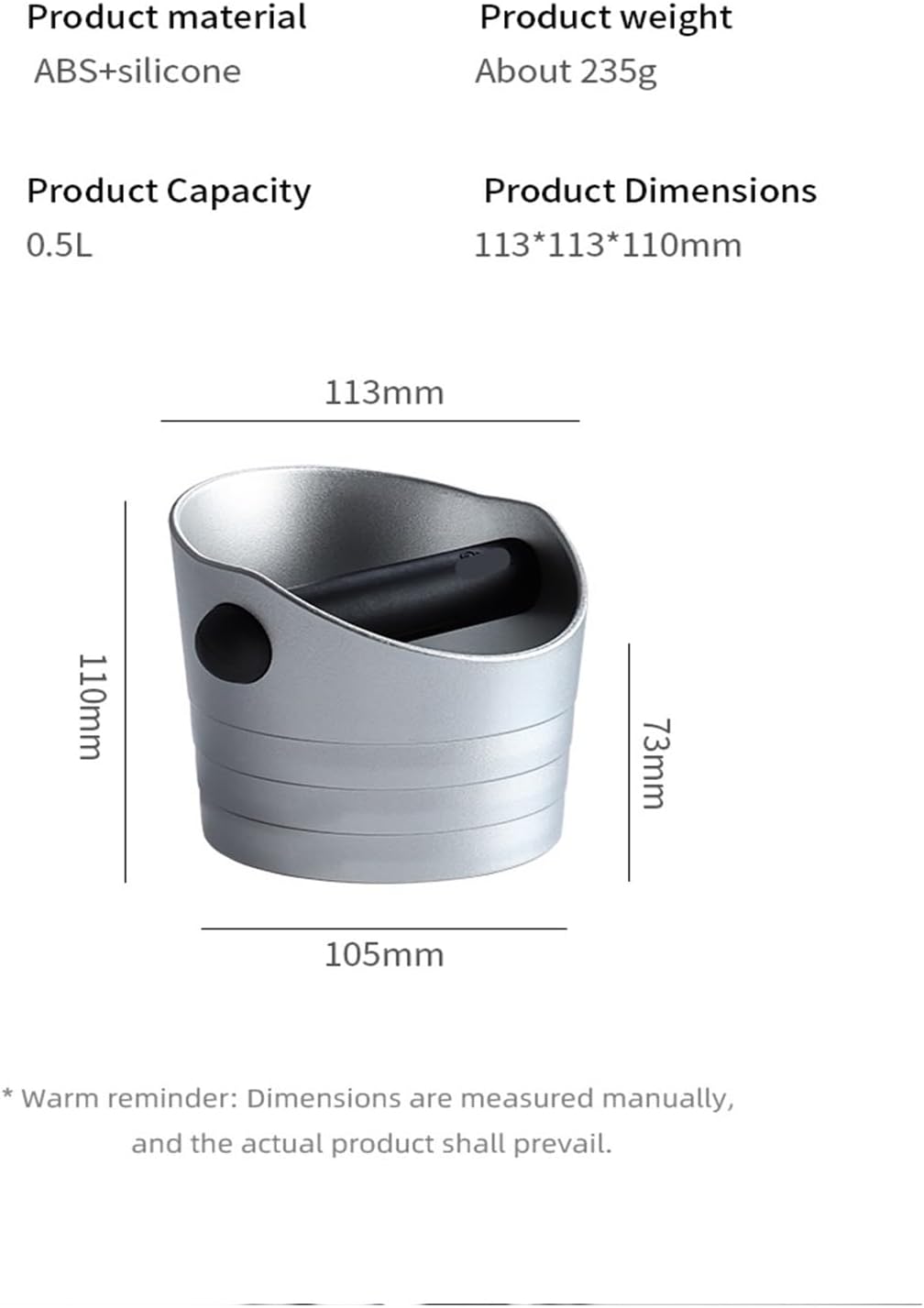 MeLphi Coffee Grounds Box, Grounds, Espresso Machine Accessories, Pour Bucket, bar Storage, 0.5L