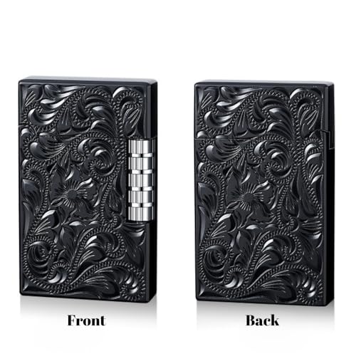 Image of Smoke King Sanji Retro Gas Lighter Pulley Ignition Lighter, Soft Flame Refillable Lighter, Collection & Gifting (Black)